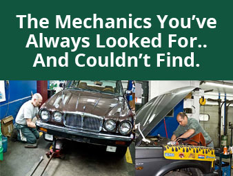 photos of classic cars being repaired in our shop
