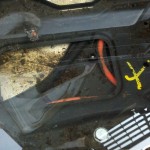 photo of cowl drain clogged with debris